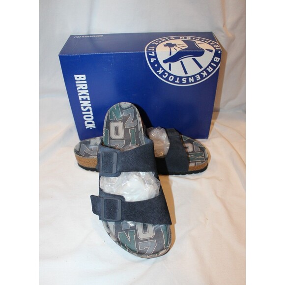 BIRKENSTOCK MEN\'S ARIZONA BS VARSITY LEATHER SANDALS BLUE NEW US 9 EU 42 REG